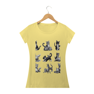 Nome do produto Camiseta Baby Long Estonada- Gatos e cachorro Coletânea