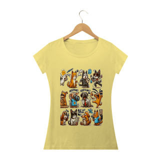 Nome do produto Camiseta Baby Long Estonada- Gatos e cachorro Coletânea IV