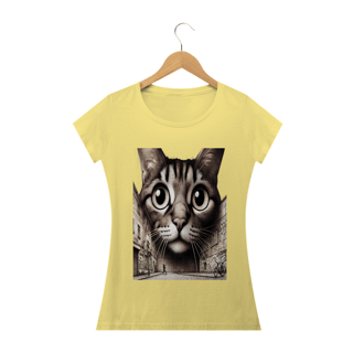 Nome do produto Camiseta Baby Long Estonada-   Gato Frontal
