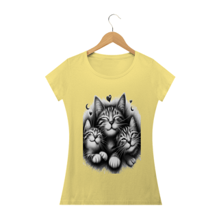 Nome do produto Camiseta Baby Long Estonada-  3 Gatinhos sorrindo