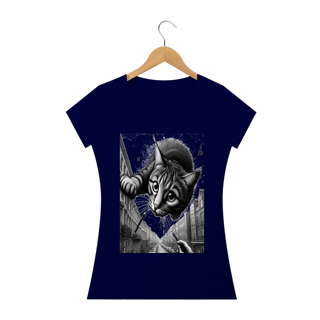 Nome do produto Camiseta Baby Long Quality - Gato saindo do céu