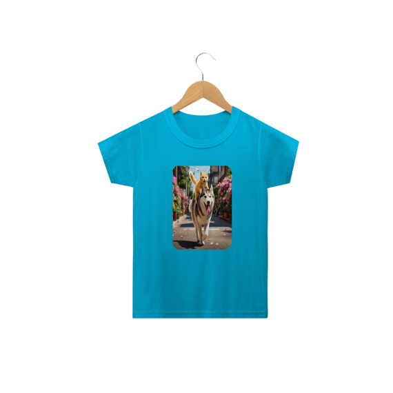 amiseta Classic Infantil 2a/14a - Camiseta Gatos e Husky