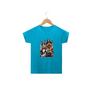 Nome do produto Camiseta Classic Infantil 2a/14a - Gato e cachorro claquete 