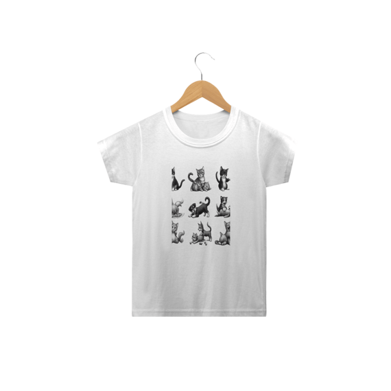 Camiseta Classic Infantil 2a/14a - Camiseta Gatos e cachorro Coletânea