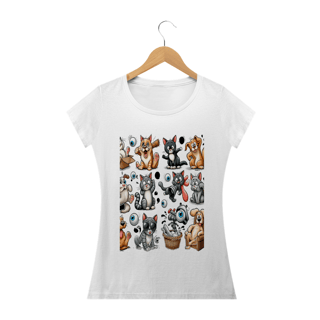 Nome do produto Camiseta Baby Long Classic -Gatos e cachorro Coletânea II