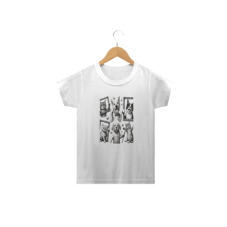 Nome do produto Camiseta Classic Infantil 2a/14a - Camiseta Gatos e cachorro Coletânea III