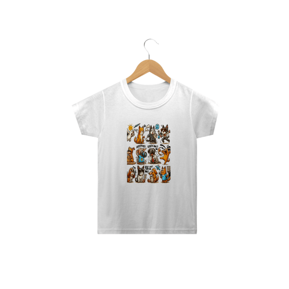 Camiseta Classic Infantil 2a/14a - Camiseta Gatos e cachorro Coletânea IV