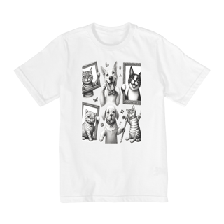 Nome do produto Camiseta Quality Infantil 10a/14a - Camiseta Gatos e cachorro Coletânea III