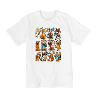 Nome do produto Camiseta Quality Infantil 10a/14a - Camiseta Gatos e cachorro Coletânea IV