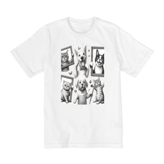 Nome do produto Camiseta Quality Infantil 2a/8a -Camiseta Gatos e cachorro Coletânea III