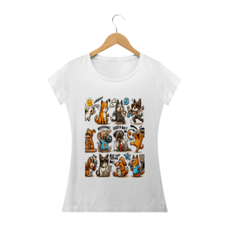Nome do produto Camiseta Baby Long Classic -Gatos e cachorro Coletânea IV