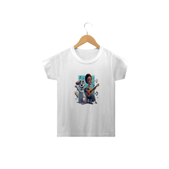 Camiseta Classic Infantil 10a/14a - Camiseta cachorro Tocando