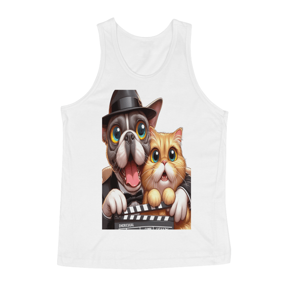 Regata Masculina-Gato e cachorro claquete