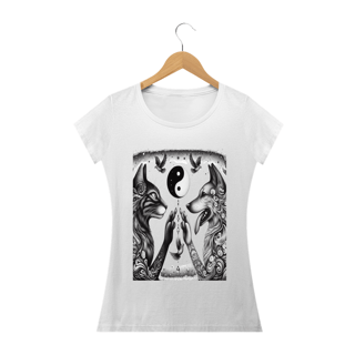 Nome do produto Camiseta Baby Long Quality -Harmonia Gato e Cão