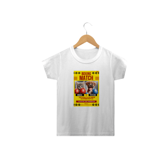 Camiseta Classic Infantil 2a/14a - Boxe GatoXCão Peso Pulga -Amarelo