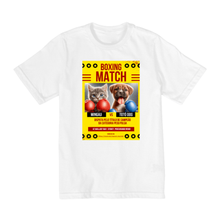 Nome do produto Camiseta Quality Infantil 2a/8a - Boxe GatoXCão Peso Pulga -Amarelo