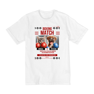 Nome do produto Camiseta Quality Infantil 2a/8a - Boxe GatoXCão Peso Pulga 