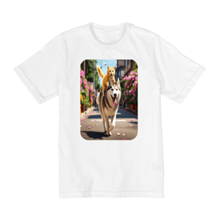 Nome do produto Camiseta Quality Infantil 10a/14a - Camiseta Gatos e Husky