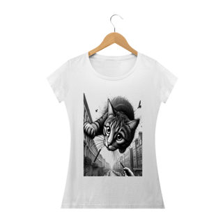 Nome do produto Camiseta Baby Long Quality - Gato saindo do céu