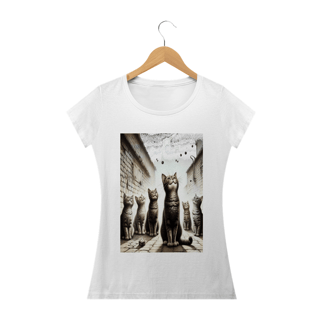 Nome do produto Camiseta Baby Long Classic - Gatos e Céu