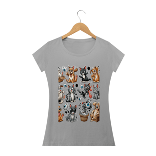 Nome do produto Camiseta Baby Long Classic -Gatos e cachorro Coletânea II