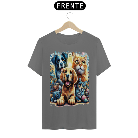 T - Shirt Estonada - Amigos para sempre - Gatos e Cães