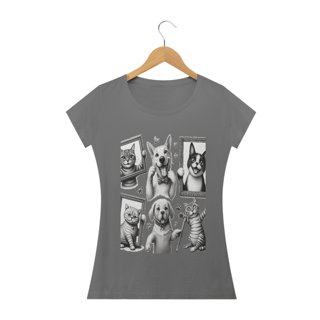 Nome do produto Camiseta Baby Long Estonada- Gatos e cachorro Coletânea III