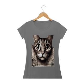 Nome do produto Camiseta Baby Long Estonada-   Gato Frontal