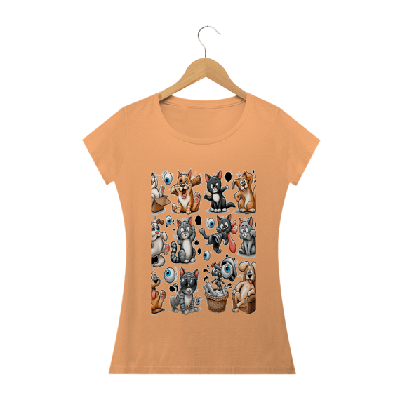 Camiseta Baby Long Estonada- Gatos e cachorro Coletânea II