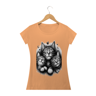 Nome do produto Camiseta Baby Long Estonada-  3 Gatinhos sorrindo