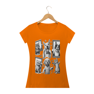 Nome do produto Camiseta Baby Long Classic -Gatos e cachorro Coletânea III