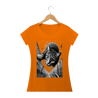 Nome do produto Camiseta Baby Long Quality - Gato saindo do céu