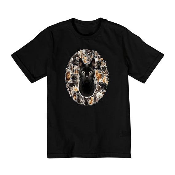 Camiseta Quality Infantil 10a/14a - Gato Preto