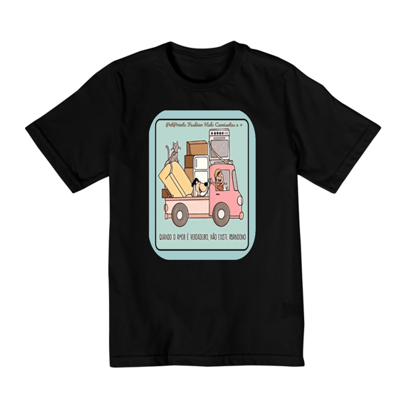 Camiseta Quality Infantil 10a/14ª- Meus Pets irão na mudança