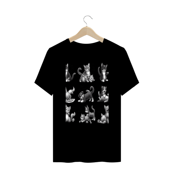 T-Shirt PLUS SIZE - Gatos e cachorro Coletânea