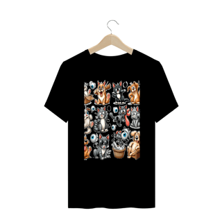 Nome do produto T-Shirt PLUS SIZE - Gatos e cachorro Coletânea II 