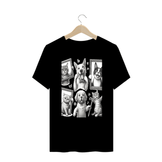 T-Shirt PLUS SIZE - Gatos e cachorro Coletânea III