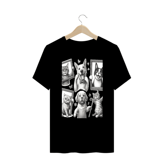 T-Shirt PLUS SIZE - Gatos e cachorro Coletânea III
