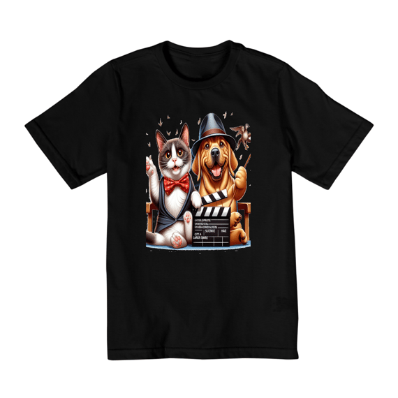 Camiseta Quality Infantil 10a/14a- Gato e cachorro 