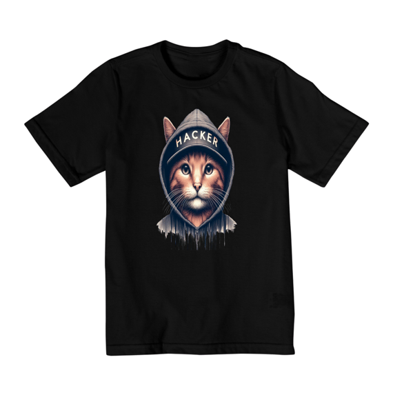 Camiseta Quality Infantil 10a/14a - Gato Hacker