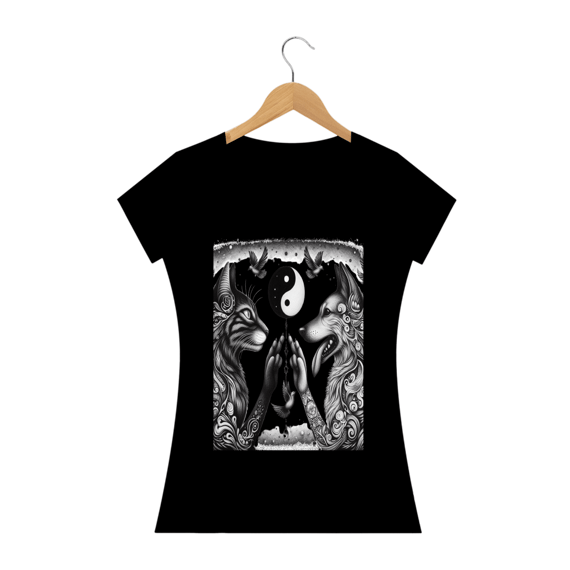 Camiseta Baby Long Quality -Harmonia Gato e Cão