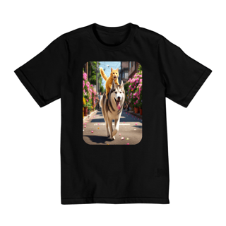 Nome do produto Camiseta Quality Infantil 10a/14a - Camiseta Gatos e Husky