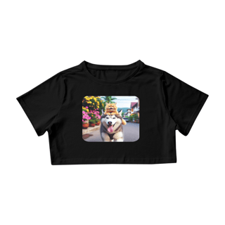 Camiseta Cropped -Camiseta Gatos e Husky III