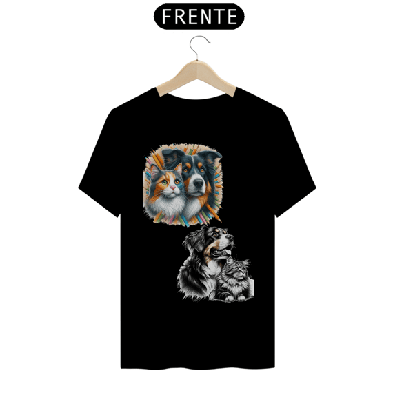 T-Shirt Classic -  Gato e o cão- Amizades 