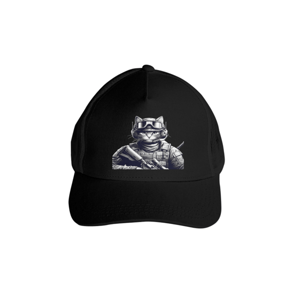 Boné Americano com tela - Soldado Gato