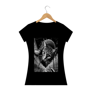 Nome do produto Camiseta Baby Long Quality - Gato saindo do céu