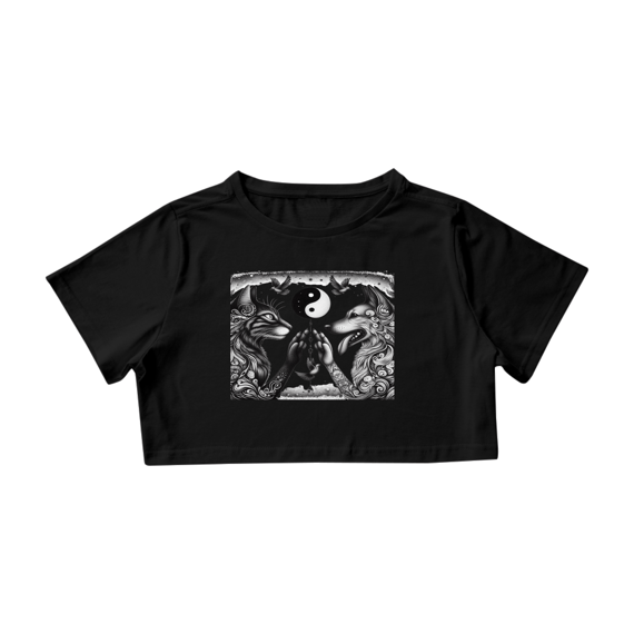 Camiseta Cropped - Harmonia Gato e Cão