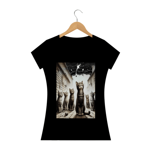 Camiseta Baby Long Classic - Gatos e Céu