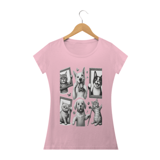 Nome do produto Camiseta Baby Long Classic -Gatos e cachorro Coletânea III