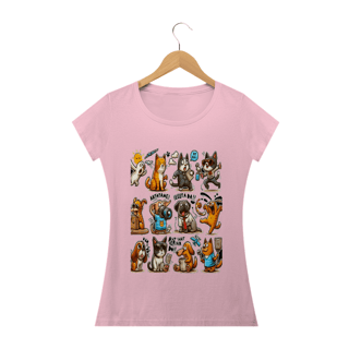 Nome do produto Camiseta Baby Long Classic -Gatos e cachorro Coletânea IV